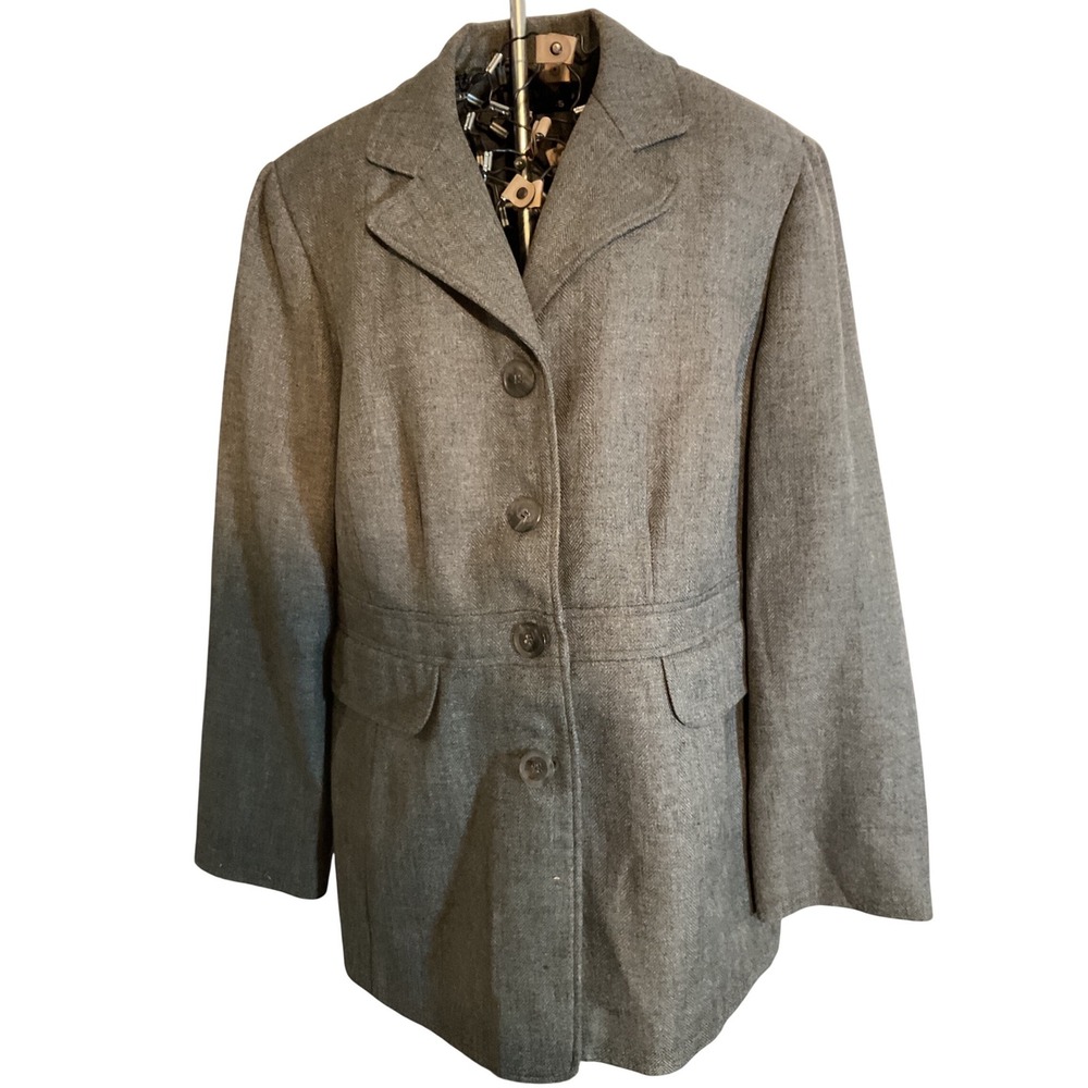 Larry‎ Levine Classics Women's Grey Herringbone Blazer Jacket Size 14W